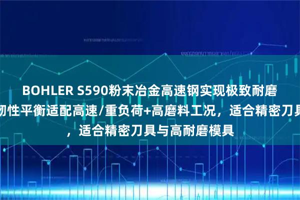 BOHLER S590粉末冶金高速钢实现极致耐磨、高红硬性与韧性平衡适配高速/重负荷+高磨料工况，适合精密刀具与高耐磨模具
