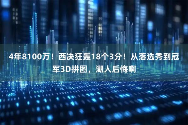 4年8100万!西决狂轰18个3分!从落选秀到冠军3D拼图,湖人后悔啊